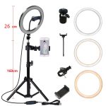 160CM Tripod Stand Photography Lighting Camera Photo Studio Circle Led Selfie 26cm Ring Light Phone Lamp Video TikTok Youtube