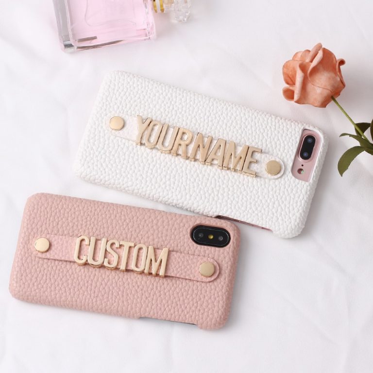 Holding Strap Metal Personalization Your Name Pebble Grain Leather Phone Case For iPhone 11 Pro 6S XS Max XR 7 7Plus 8 8Plus X 3 Personalization Your Name Pebble Grain Leather Phone Case For iPhone 11