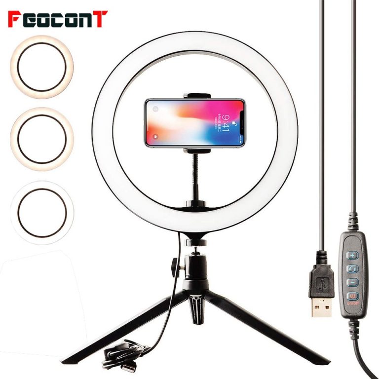 Ring Light LED 10"Selfie Ring Light with Tripod Stand Phone Holder Desktop Ring Lamp for Live Stream/Makeup/YouTube Video Tiktok 1 10" Selfie Ring Light with Tripod Stand and Phone Holder - Perfect for Live Streaming, Makeup Tutorials, YouTube Videos, and TikTok