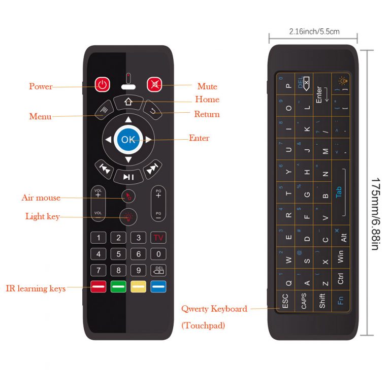 Wireless Touchpad Keyboard 7 Backlit For Android TV Box