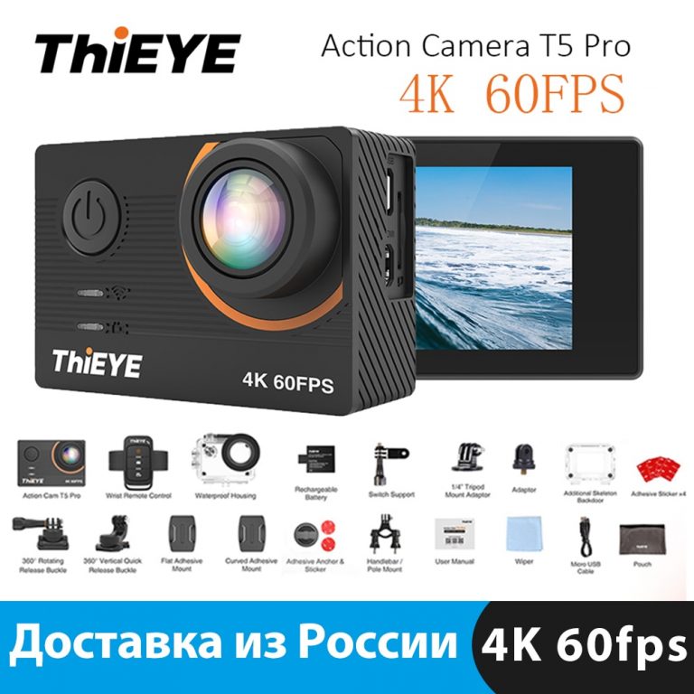 Action Camera 4K 60fps T5 Pro Underwater 60M Waterproof WiFi 2.0"