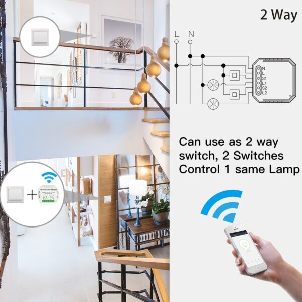 2 Way DiY WiFi Smart Light Switch Relay Module Smart Home