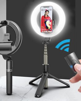 5 inches LED Ring Light Photography with Foldable Tripod Monopod Wireless Bluetooth Selfie Stick for Tiktok Youtube Video Lamps