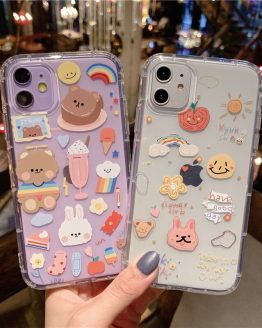 Shockproof Cute Rabbit Bear Phone Case For iphone 11 Pro X XS Max XR Clear Cartoon Cover For iphone 7 8 plus Soft TPU Back Case