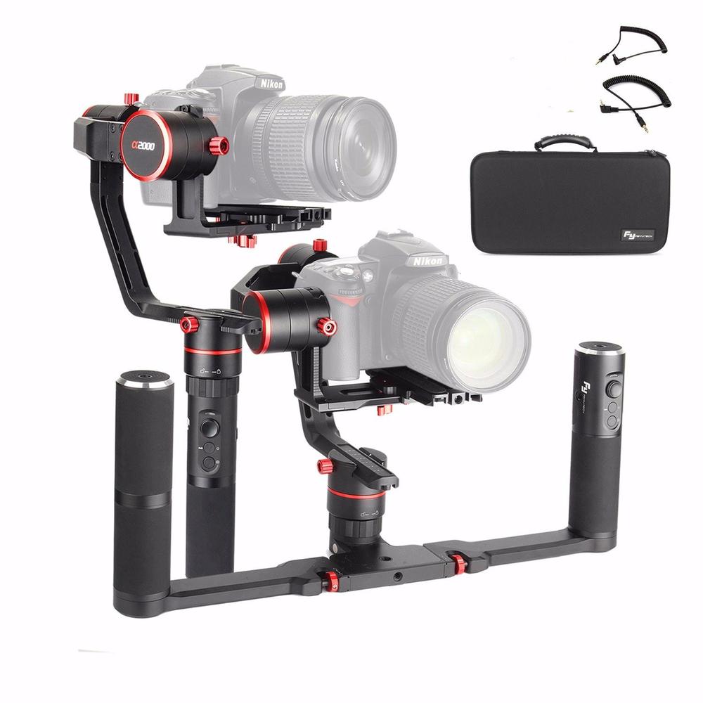 Feiyu a2000 Dual Hand Grip Kit 3-Axis Camera Gimbal FeiyuTech Alpha Stabilizer for Canon 5D Series SONY A7 With Carrying Case.