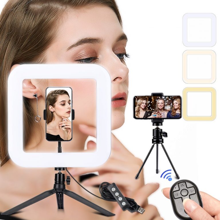 LED Square Light 11 Inch Camera Ringlight Tripod Stand Phone Holder For YouTube Tiktok Photography Video Photo Studio Lamp Kit