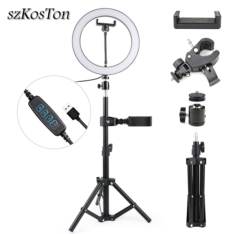10'' LED Selfie Ring Light Dimmable 3 Colors Photography Lighting with Tripod Stand For Smartphone Youtube Tiktok Makeup Video