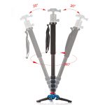 Camera Unipod Monopod Flip Lock w/3 Legs Base Tripod Stand