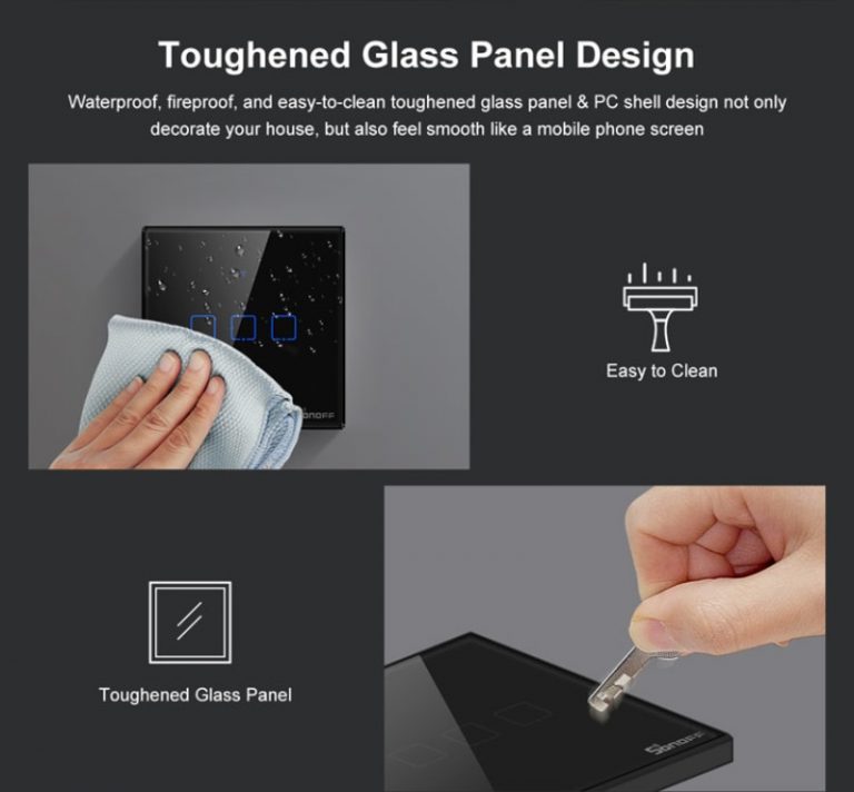WiFi Switch High Quality Tempered Glass Panel eWeLink Remote Control With Google Home Alexa