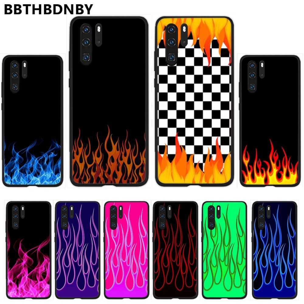 Luxury colorful flame Soft Silicone Black Phone Case For Huawei Honor 7C 7A 8X 8A 9 10 10i Lite 20 NOVA 3i 3e