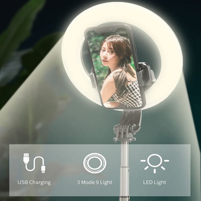 Ring Light Photography with Foldable Tripod Monopod Wireless