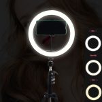 Selfie Dark Wood Color Ring Lamp With 210CM Stand Ring Light Tripod Dimmable Photography LED Lighting For Youtube TikTok NE007