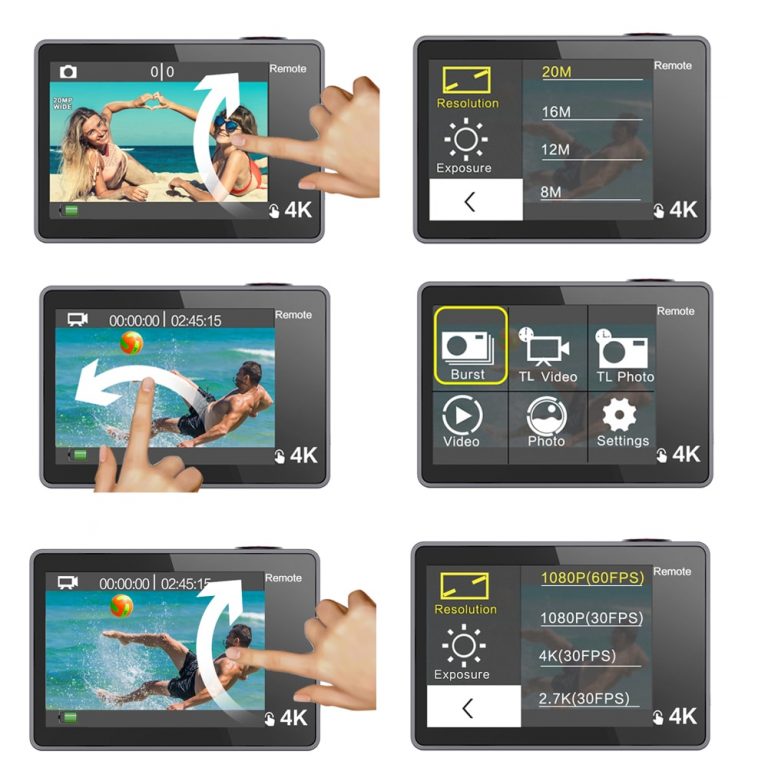 Camera T1 Touch Screen Ultra HD 4K/30fps 20MP WiFi Underwater