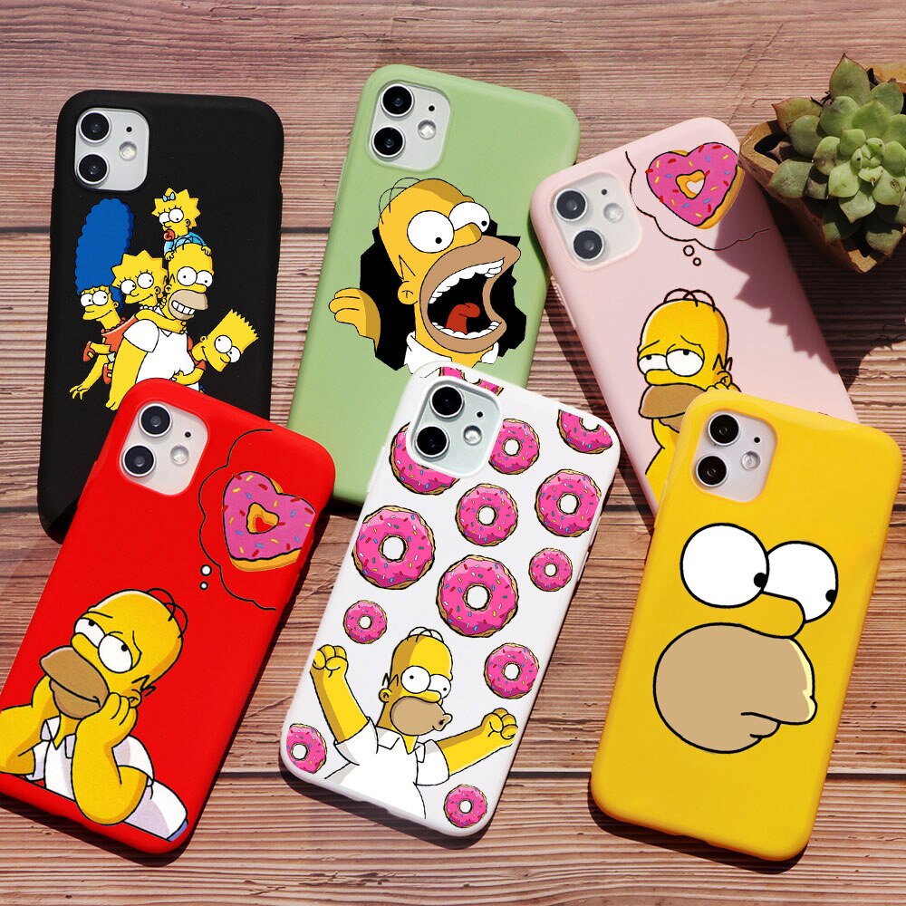 Homer J Simpson funny Bart Simpson Coque Cartoon Phone Case For iPhone 11 PRO MAX 6s 8 7 Plus SE 2020 XR X XS Max TPU Red case