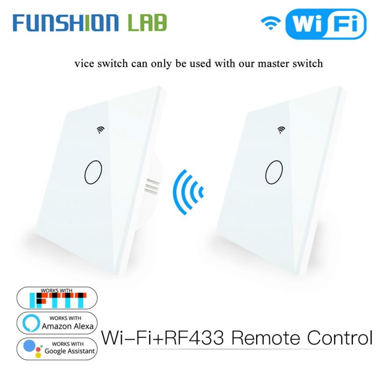 Touch Switch RF433 Transmitter Wall Panel 1/2/3 Gang Remote Control