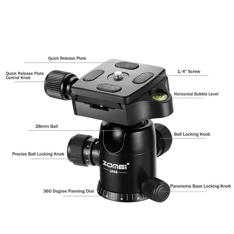 Zomei Q666 Professional Tripod For DSLR Camera Ball Head Tripod