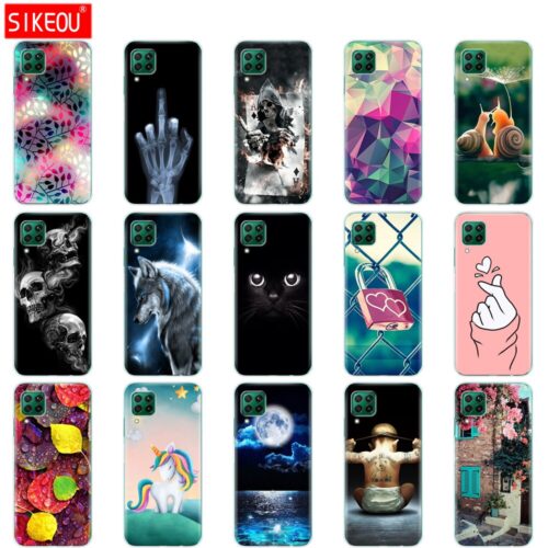 For Huawei P40 Lite Case Soft Transparent TPU Silicon Phone Cover For Huawei P40 Lite E P40Lite Bumper Coque Cat Tiger Fower