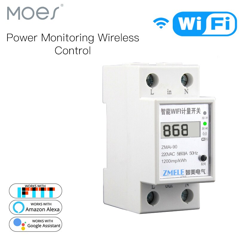 WiFi Smart Power Meter Switch Power Consumption Energy Monitoring Meter 110V 220V Din Rail Smart Life/Tuya App Remote Control