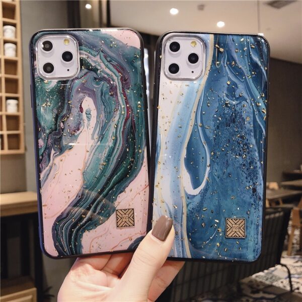 Luxury Glitter Gold Foil Marble Granite Stone Texture Phone Case For iPhone 11 Pro Xs Max X XR 6 6s 7 8 Plus Soft Back Cover 2 Luxury Glitter Gold Foil Marble Granite Stone Texture Phone Case For iPhone 11