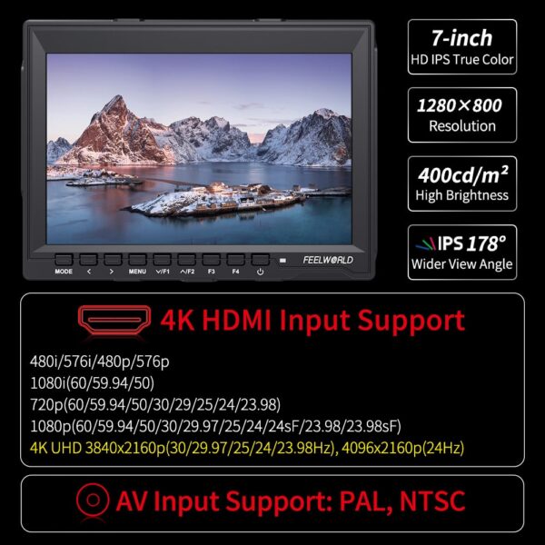 FEELWORLD FW759 7 inch DSLR Camera Field Monitor 4K HDMI AV Input IPS HD 1280x800 LCD Display Video Assist for Sony Nikon Canon 2 FEELWORLD FW759 7-Inch DSLR Field Monitor with 4K HDMI and IPS HD Display 📸🎥