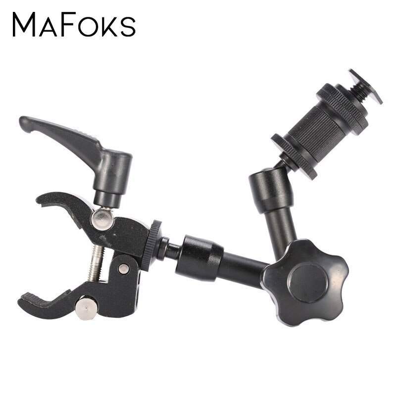 7 Inch Adjustable Friction Articulating Magic Arm + Small Super Clamp Crab Clip for DSLR LCD Monitor LED Light Camera Accessory