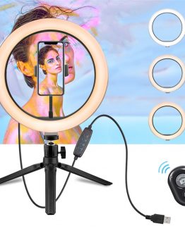 10 Inch LED Ring Light Dimmable Desktop Selfie Light Tripod Stand for Tiktok YouTube Video Living Stream Photography Accessories