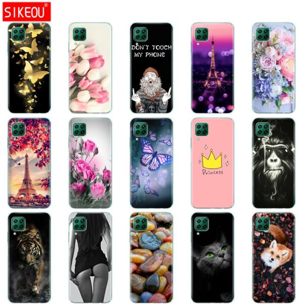 For Huawei P40 Lite Case Soft Transparent TPU Silicon Phone Cover For Huawei P40 Lite E P40Lite Bumper Coque Cat Tiger Fower 2 Huawei P40 Lite Case Soft Transparent TPU Silicon Phone Cover