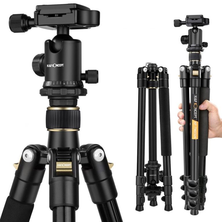 K&F CONCEPT TM2324 62"Portable Professional DSLR Camera Tripod+360 Degree Ball Head+ 8KG Load Capacity+ 1/4" Quick Release Plate