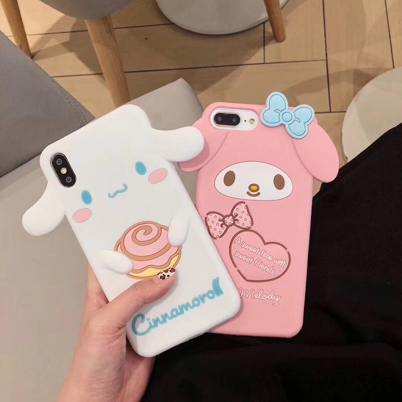 3D Japanese cute cartoon My Melody Cinnamoroll silicone phone case for iphone SE 2020 7 8 plus X XR XS MAX 11 Pro Max Case Cover