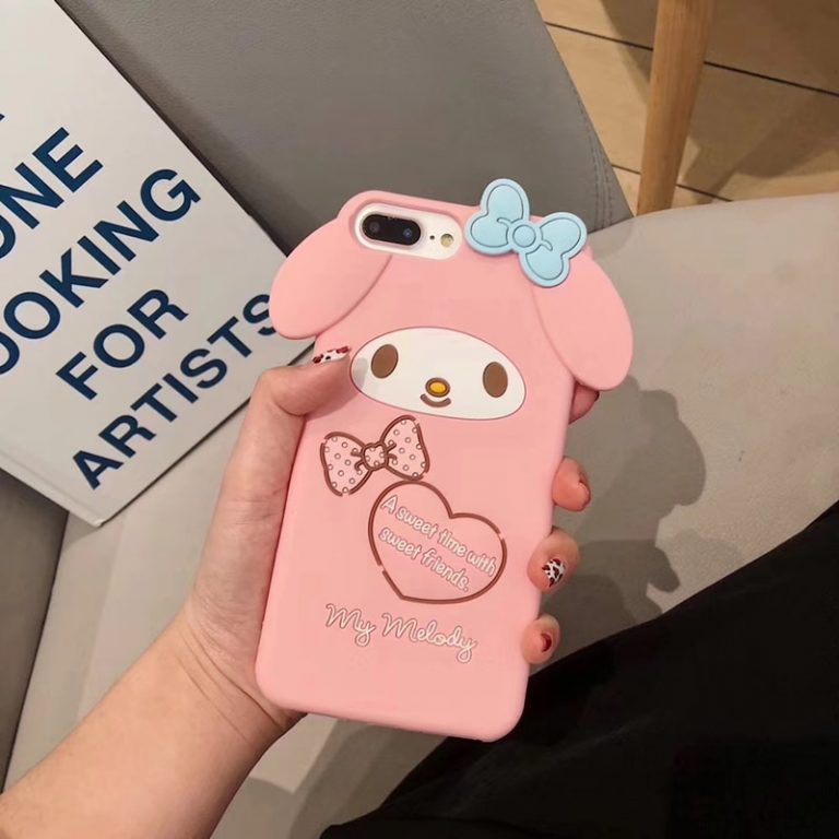 3D Cute Cartoon My Melody & Cinnamoroll Silicone Phone Case for iPhone - Adorable Protection for Your Device