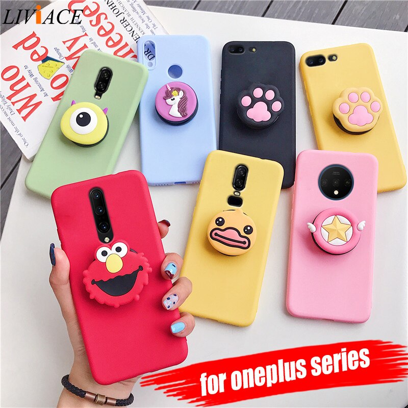 3D silicone cartoon phone holder case for one plus