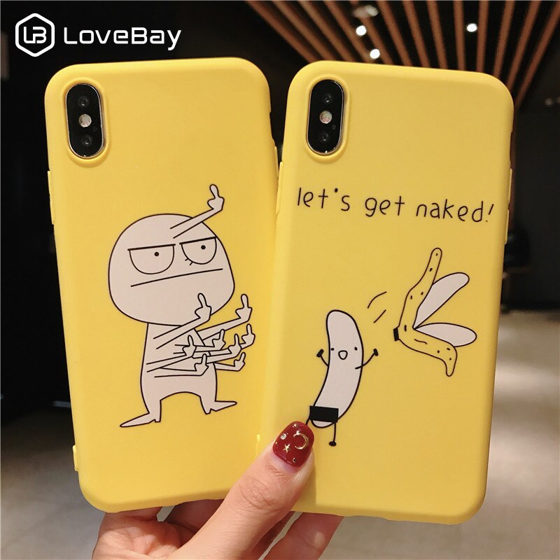 Lovebay Cartoon Finger Funny Banana Phone Cases For iPhone 11 Pro X 7 8 XR XS Max 6s Plus 5 SE 2020 Animals Soft TPU Back Cover