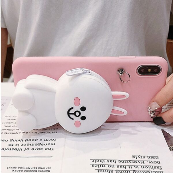 Cute Cartoon 3D Silicone Storage bag Phone Case For iPhone