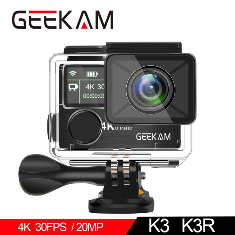 GEEKAM K3R Action Camera - 4K Ultra HD Sports Cam with Dual Screens & Waterproof Design for Outdoor Adventures