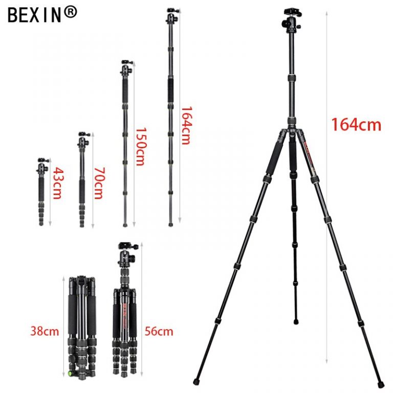 Portable Travel Tripod with Monopod Feature Smooth Ball Head for DSLR Cameras