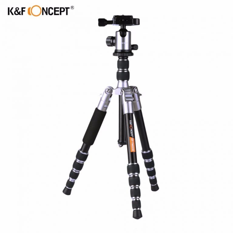 K&F CONCEPT Lightweight Camera Tripod of Flexible Aluminum with 2-section Center Column+5-Section Adjustable-height for DSLR