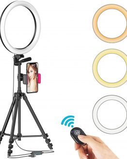 10"/ 12" Selfie Ring Light with 50" Extendable Tripod Stand & Flexible Phone Holder for Live Stream/Makeup YouTube Video TIKTOK