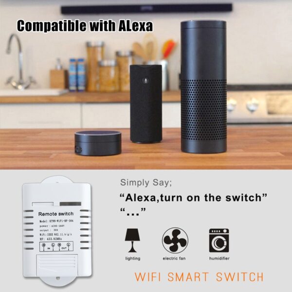 30A High Power Wifi Relay Switch Receiver 110V - 220V Smart Home