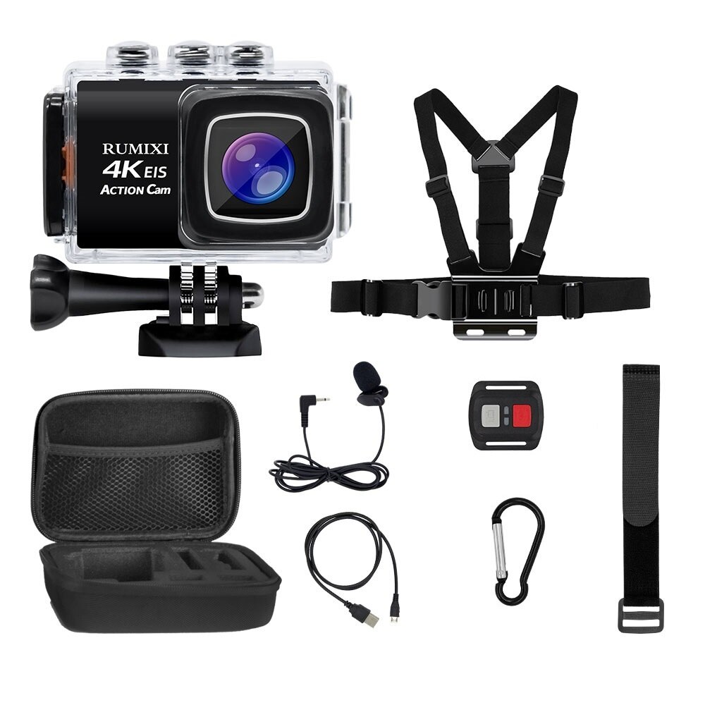 4K Sports Action Camera With EIS Function Remote Controller External Mic 30M Waterproof WIFI Video Recording Cameras Accessories
