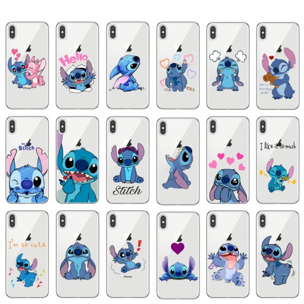 Phone Case for iPhone 11 Pro XS Max Cartoon Stitch Cover Soft Silicone Cases for iPhone X XR 8 7 6 6S Plus 5S SE Coque Cover 1 Phone Case for iPhone 11 Pro XS Max Cartoon Stitch