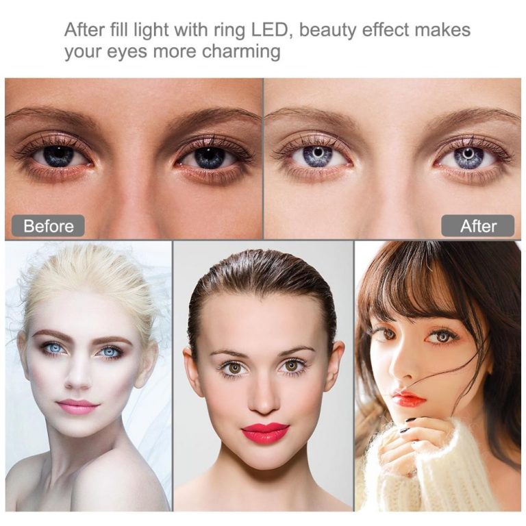 LED Ring Light + Dual Phone Clip Holder Bracket For Makeup Vlog