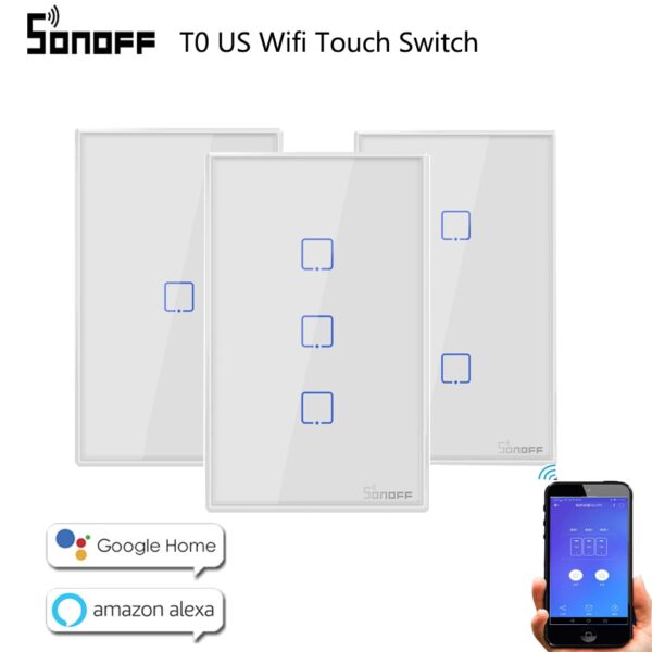 Sonoff WiFi Touch Switch T0: Smart Home Control Made Simple - Compatible with Alexa, Google Home, and Ewelink App.