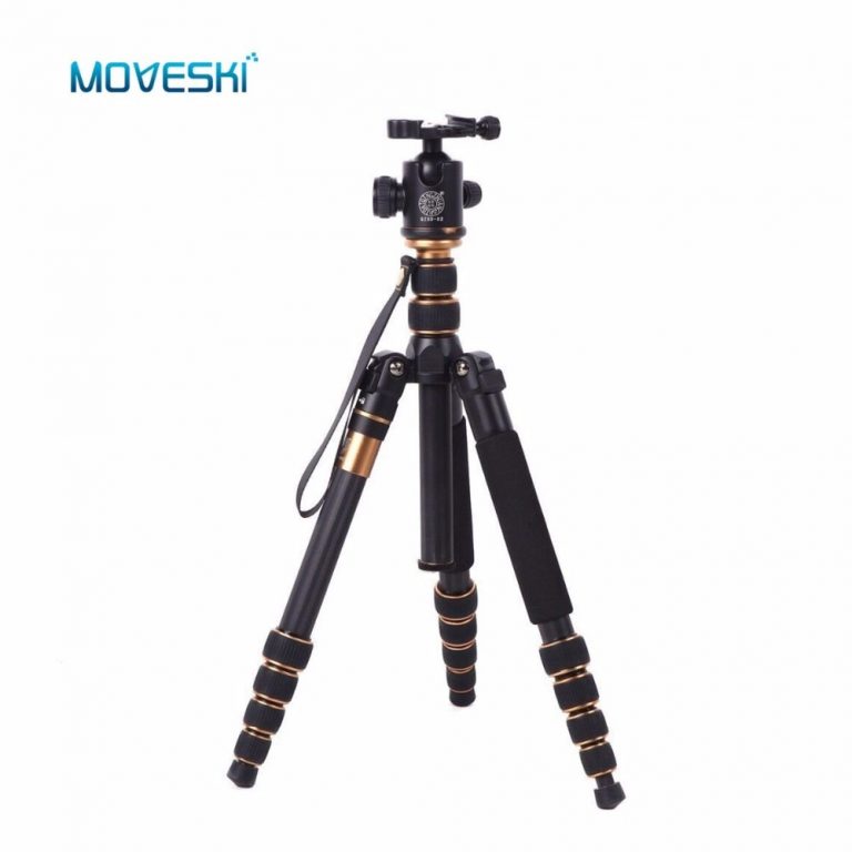 Moveski Q666C Professional Compact Carbon Tripod monopod with Ballhead Quick Release Portable Traveling Tripod for DSLR Camera