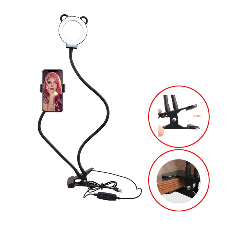 New Photographic Lighting LED Selfie Ring Lights With Mobile Phone Holder Table Ring Lamp Tripod For TikTok Youtube Makeup NE040