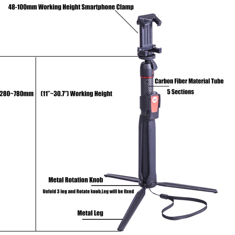 Monopod Tripod wireless Bluetooth Remote for iphone X Gopro