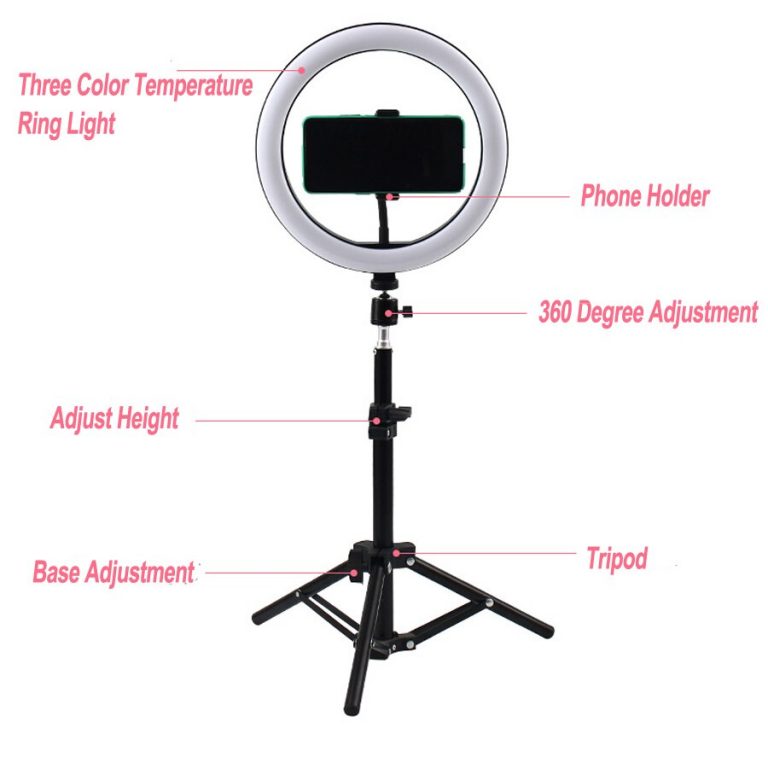 Video With Stand Ring Light Tripod Dimmable