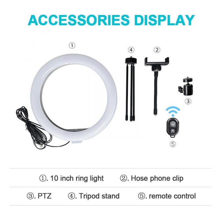 Bluetooth Remote Video Light Ring Light Lamp with Tripod Stand