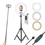 YTOM 12 inch ring light with 160cm Extendable Tripod Stand & Flexible Phone Holder for Live Stream/Makeup YouTube Video tiktok
