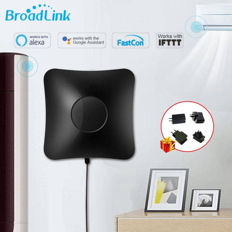 BroadLink RM4 Pro Smart Controller – Universal IR & RF Remote for Home Automation A BroadLink RM4 Pro smart controller managing IR and RF devices, enabling seamless control of home appliances via mobile app and voice commands.