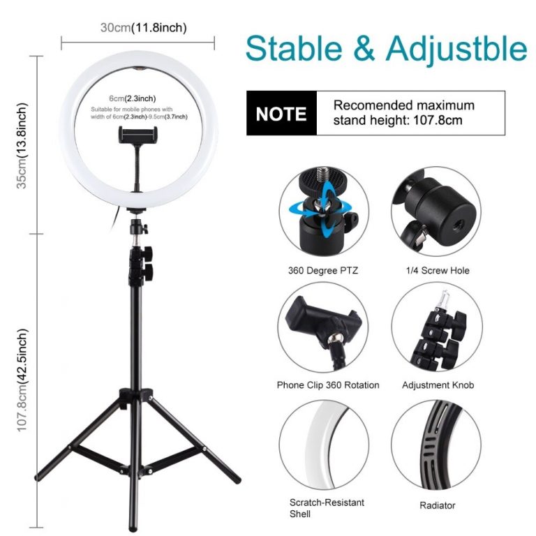 Selfie Ring Lamp for Phone Tripod and Phone Holder for TikTok YouTube
